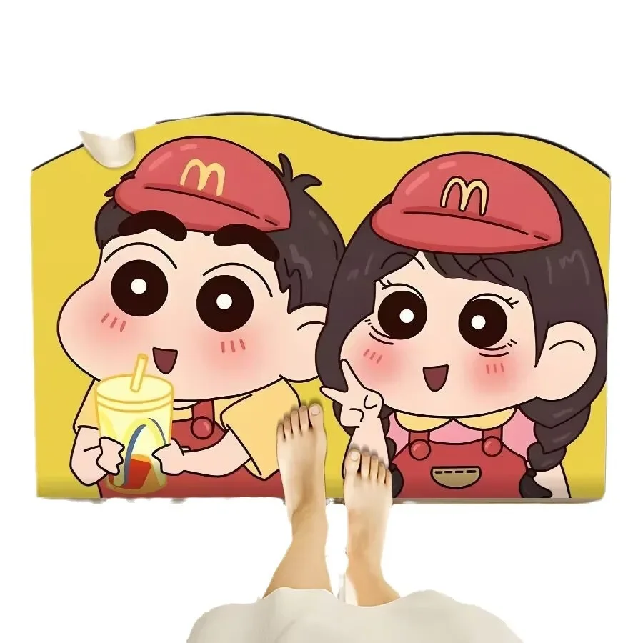 New Anime Cute ‌Crayon Shinchan Bathroom Mat, Cute Girls and Boys Universal Entry Mat Bathroom Absorbent Mat Accessories