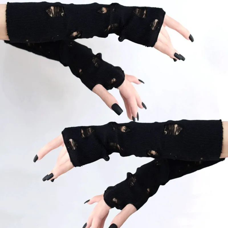2025 القوطية الشرير لكمة قفازات للنساء الفتيات حار Y2K موضة هالوين الأكمام حماة المعصم اليد مدفئات للذراع اكسسوارات #1
