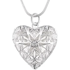 925 Sterling Silver Photo Frame Pendant Necklace for Women, Chain Snake, Charm, Marriage, Fashion Jewelry, Hot, 18 10 Main Sales Marriage Memories - №2