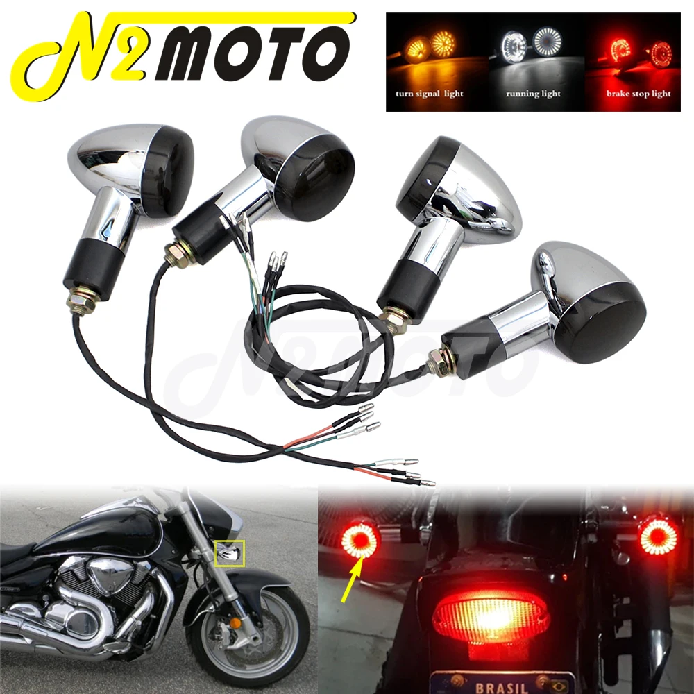 2 in 1 Front 3 in 1 Rear Motorcycle Turn Signal Indicator LED Brake Light Running Lamp Universal For Harley Dyna Yamaha Suzuki