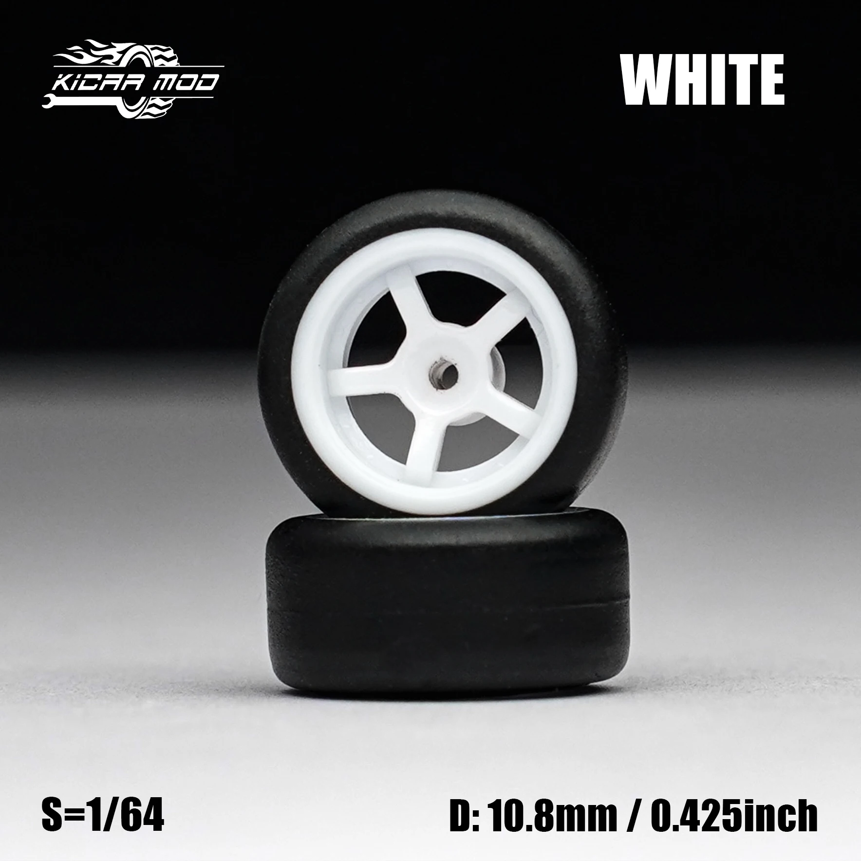 1/64 Modellauto Weiße Räder mit festen Gummireifen, inklusive Nieten für die Nachrüstung von Diecast-Modellen, 4 Stück pro Set – Detail 11