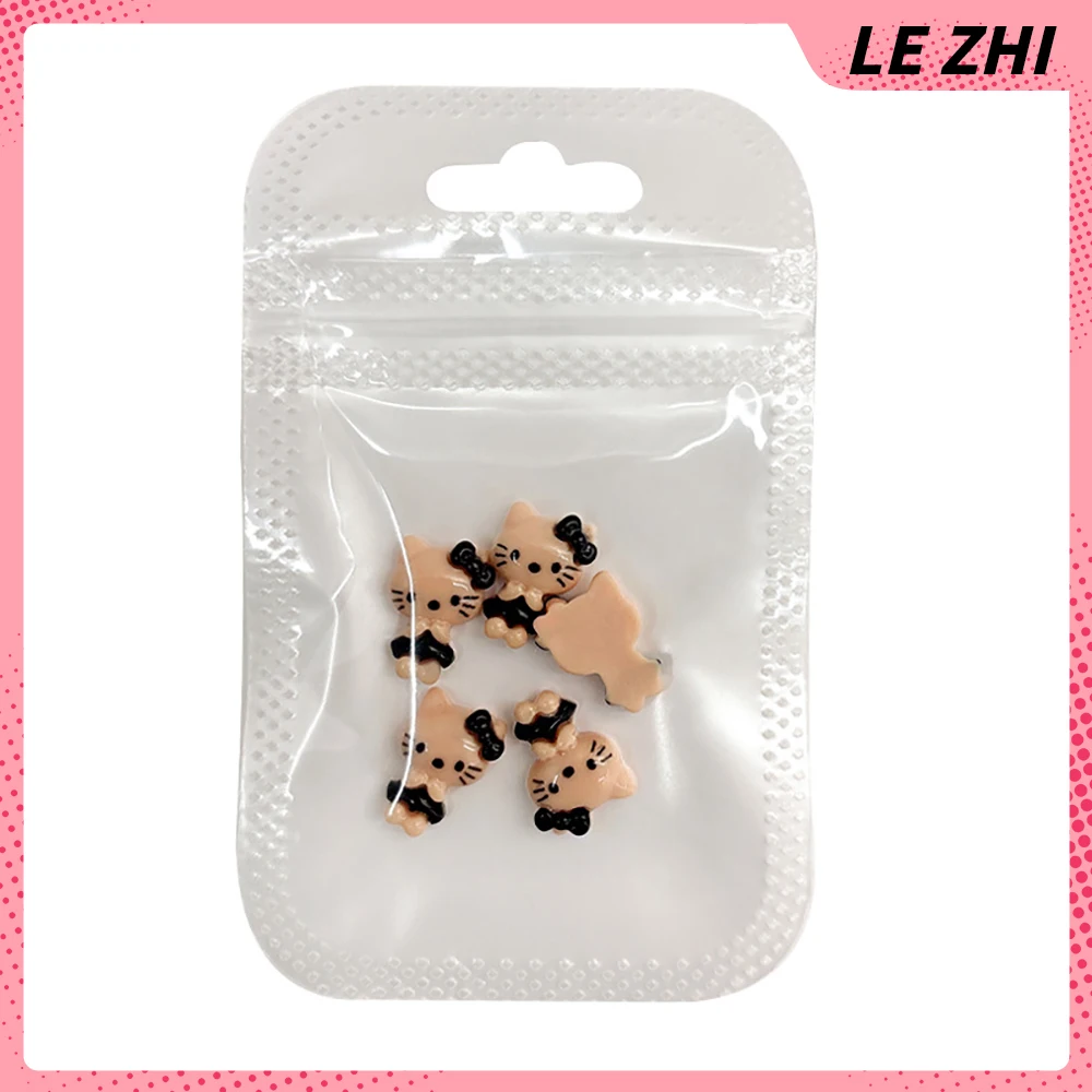 20Pcs New Black Series Hello Kitty Cartoon Holiday Swimming Ring Bowknot Nail Art Accessories Resin Diy Nail Decoration