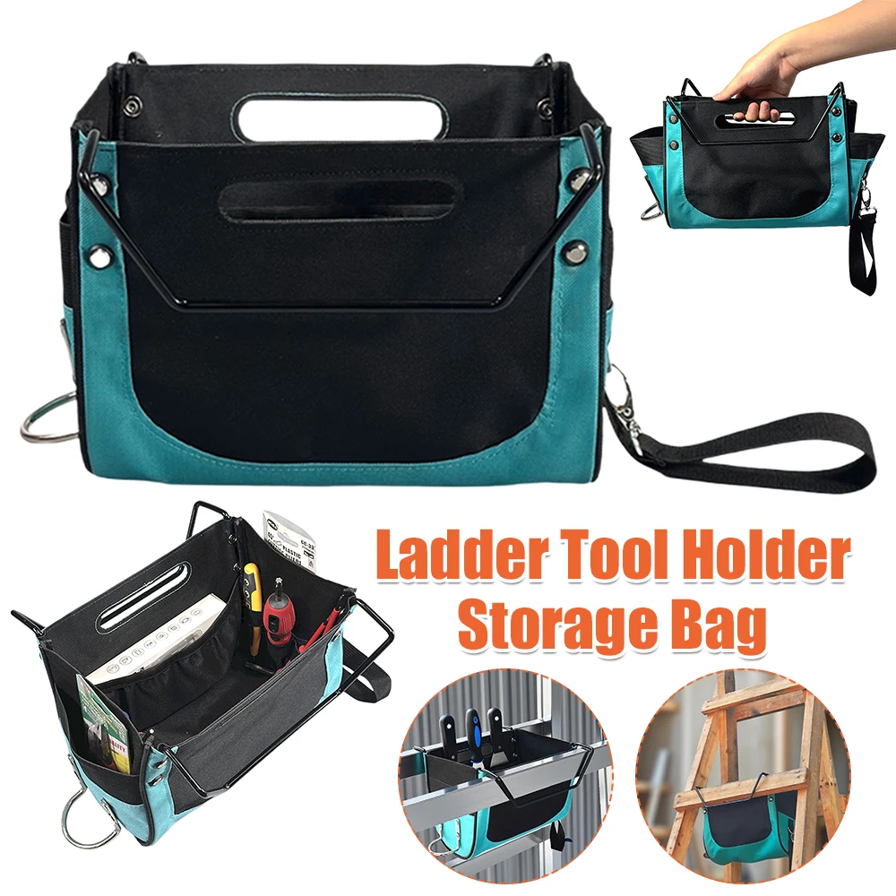 

Держатель для инструментов для лестницы, износостойкая сумка-органайзер из ткани Оксфорд, большая вместительная складная сумка для инструментов для ремонта, подвесная сумка для лестницы
