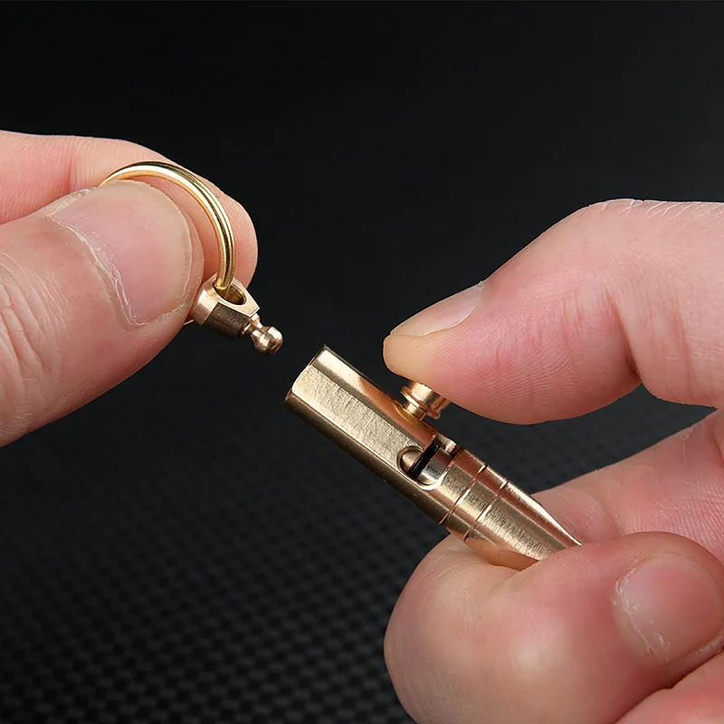 Brass Quick Release Writing Pen Cylindrical Bolt Ballpoint Pen Mini Keychain Business Signature Stationery Gift Pen EDC Tool