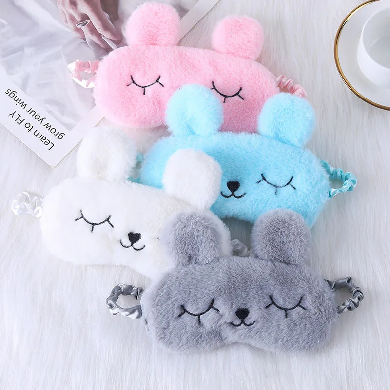 Cute Cartoon Rabbit Plush Sleeping Eye Mask Comfortable Sleep Mask Sleep Aid Traveing Home Shading Light Eye Cover Eyeshade