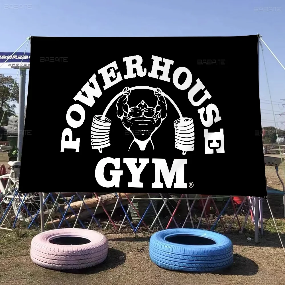 Powerhouse Gym Cartoon Flag Art Science Fiction Room Home Decor Wall Hanging Home Decor Banner