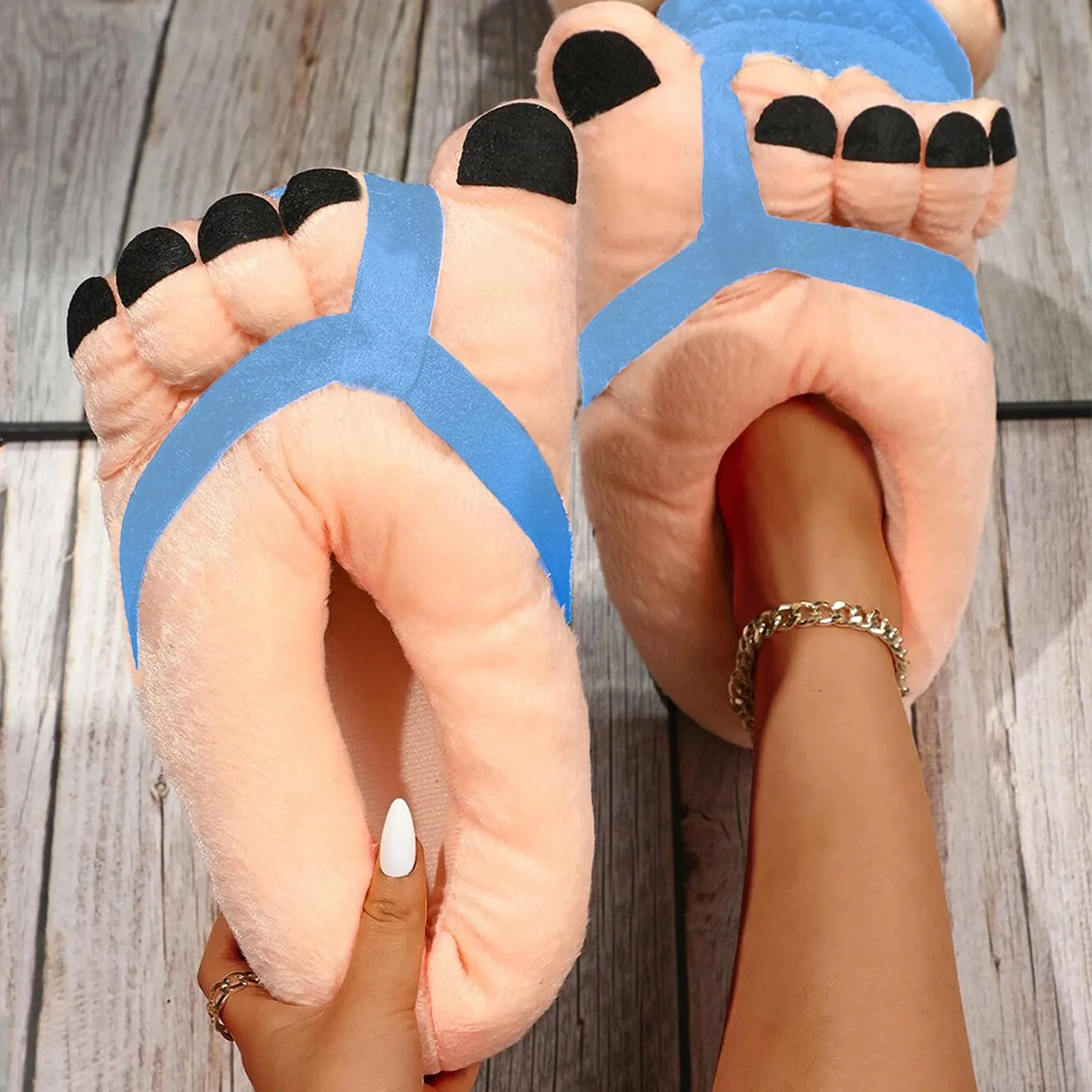 Cotton Funny Slippers 2024 Autumn Winter Creative Cartoon Toe Shoes Big Feet Soft Cover Heel Couple Home Slippers For Adults