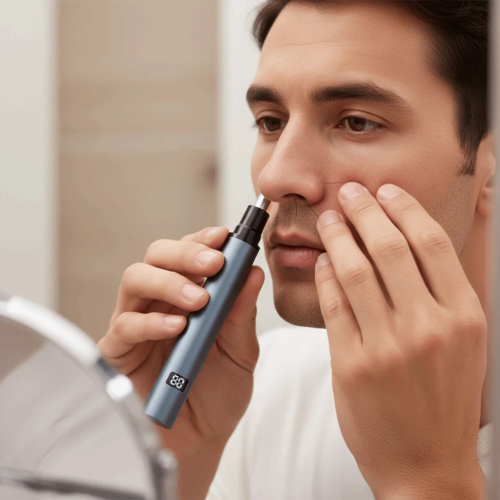USB Rechargeable Electric Nose Hair Trimmers Digital Display Painless Trimming Ear Hair Trimmer Safety Waterproof