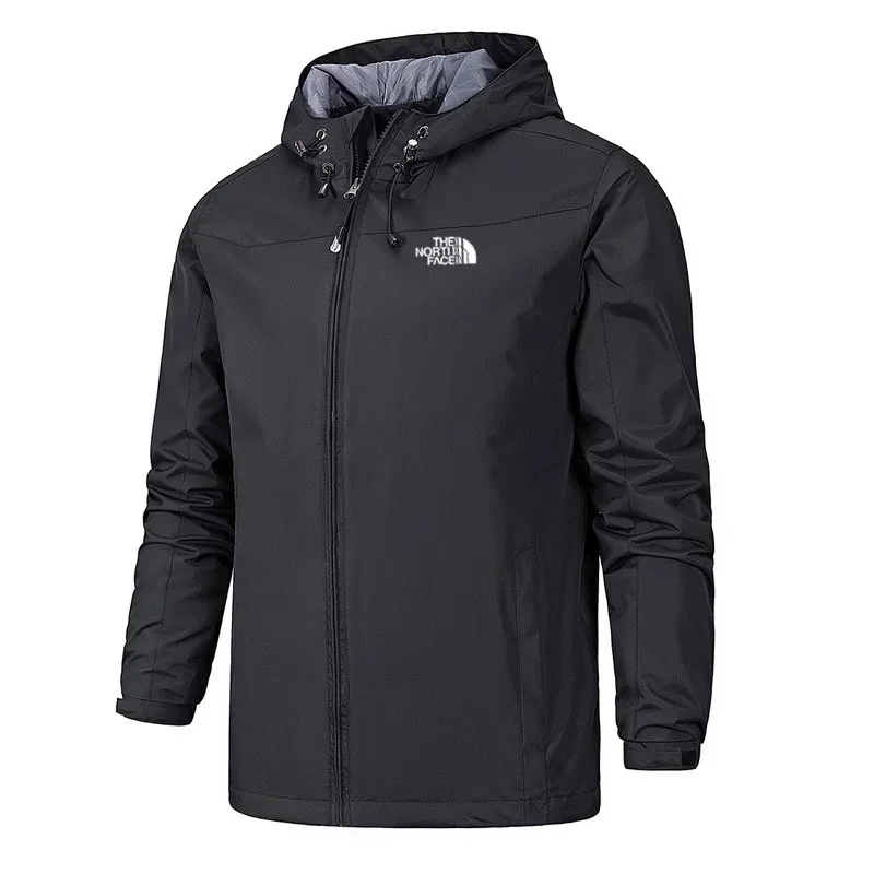 New high-quality men's casual hooded jacket for autumn and winter, fashionable outdoor hiking windproof zipper men's trench coat 2