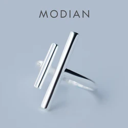 Modian Fashion Geometric Line Authentic Sterling Silver 925 Ring for Women Open Adjustable Finger Ring Fine Jewelry 2025 Design