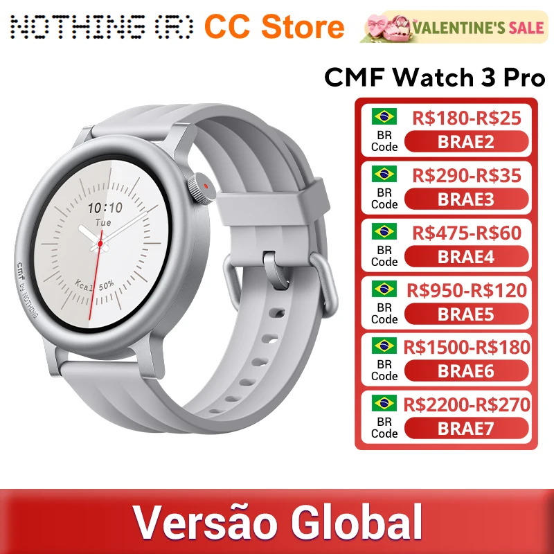 Relógio Inteligente CMF BY NOTHING Watch 3 Pro com Tela AMOLED de 1.43", GPS de Banda Dupla e 130+ Modos de Esporte, Chamada Bluetooth, Monitor de Ene