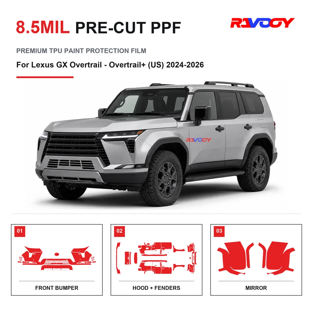 Precut PPF For Lexus GX Overtrail - Overtrail+ (US) 2024-2026 8.5mil TPU Clear Paint Protection Film Self Healing Hydrophobic UV