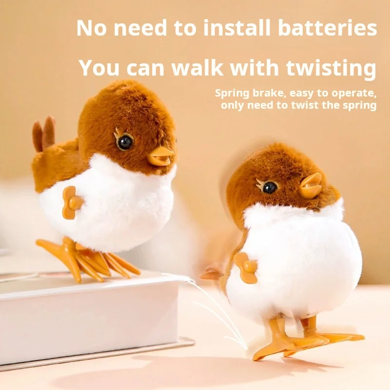 1Pcs Cute Wind Up Chick Plush Animals Toy Kids Boy Girl Stuffed Animals Chick Clockwork Walking Toys Children Fun Gifts