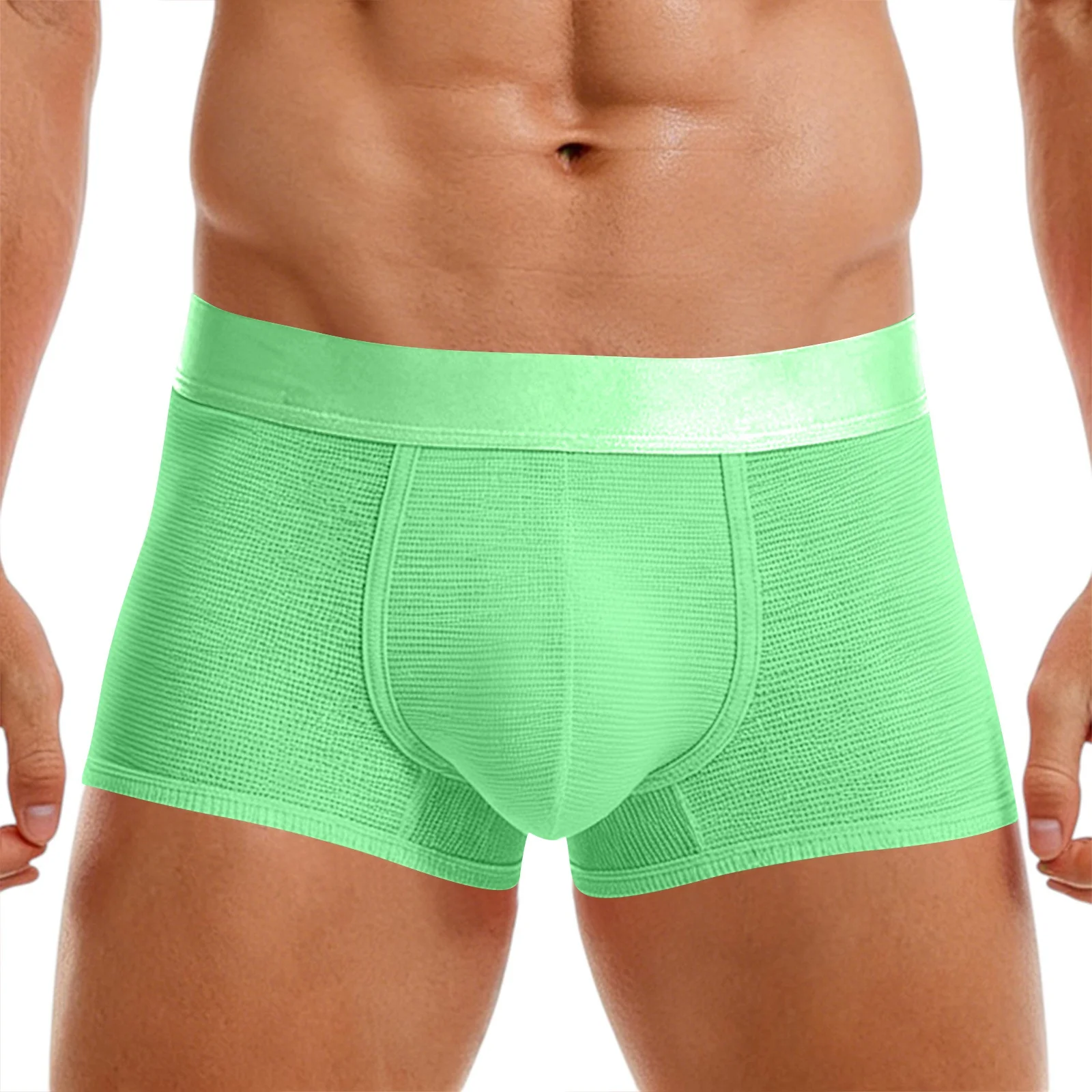 

Мужские дышащие сетчатые трусы-боксеры с низкой посадкой, быстросохнущее нижнее белье, сексуальные трусы с выпуклым карманом, бесшовные шорты-трусы