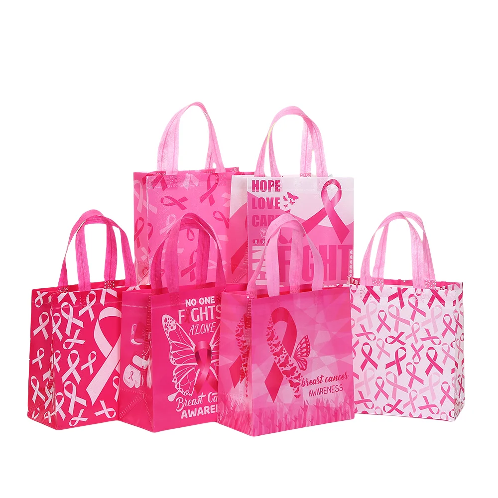 LPZHI Sacs cadeaux en ruban rose Sac fourre-tout de sensibilisation au cancer du sein Sacs de cadeaux de fête pour les événements de charité du vendeur de biscuits de bonbons