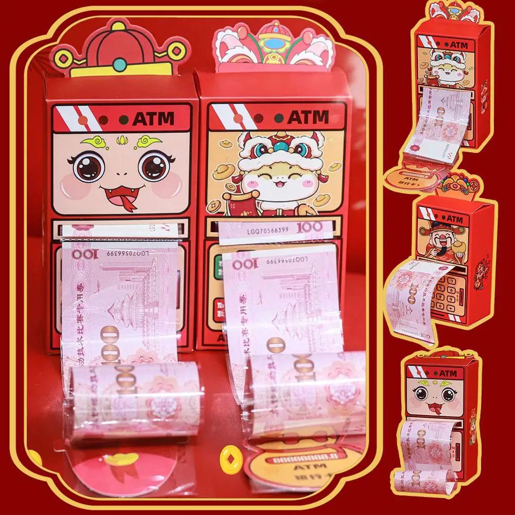 Paper Atm Red Envelope Spring Festival Lucky Bags 2025 Surprise Year's New Atm Chinese Year Lunar Hongbao Red Enve N7i0