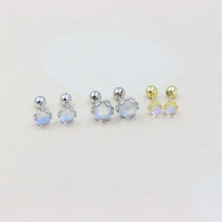 ZFSILVER 100% 925 Sterling Silver Fashion Glaze Colorful Screw Ball Stud Earring For Women Charm Girl Jewelry Accessories Gifts