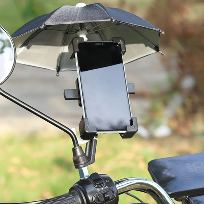 Colorful Mini Umbrella Phone Holder Stands for Motorcycle Handlebars Brackets Universal Rain Resistant Waterproof Cell Holders