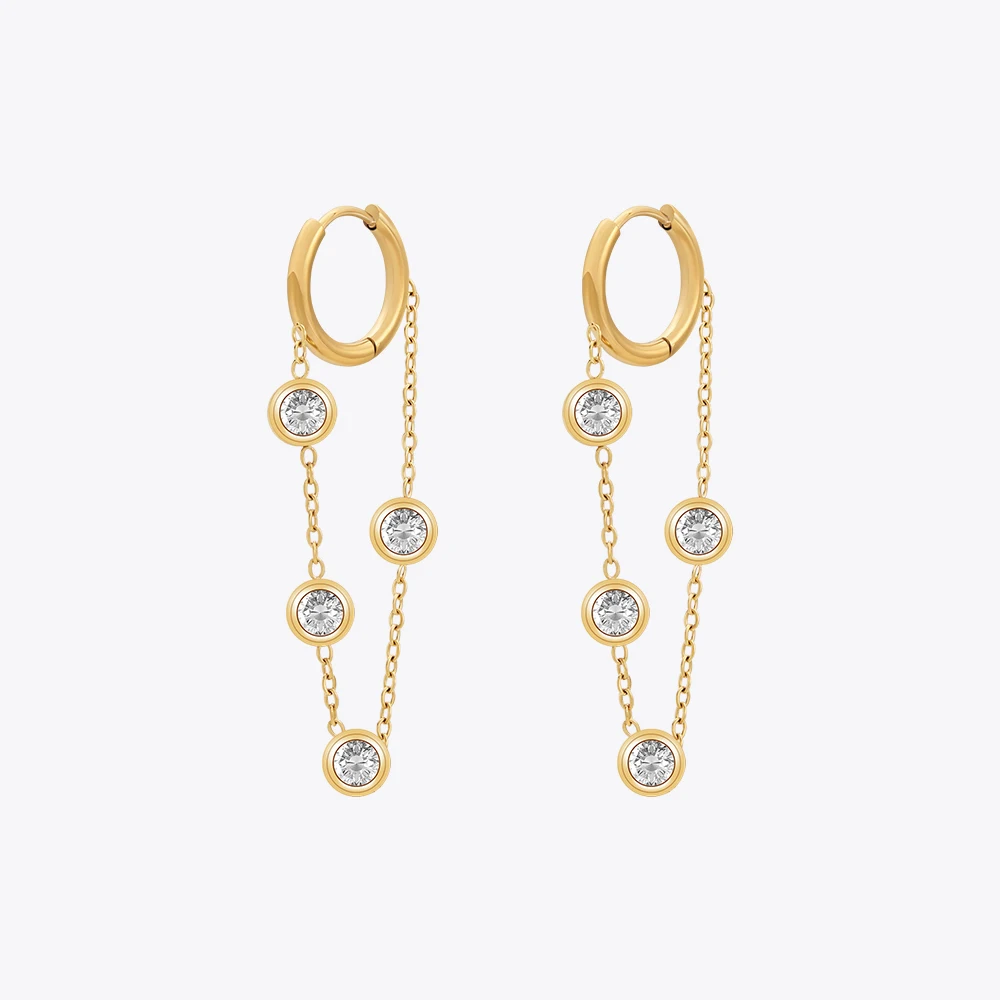 ENFASHION Pendientes Zircon Drop Earrings For Women Trendy Stainless steel Gold Color Earrings Fashion Party Jewelry E231501