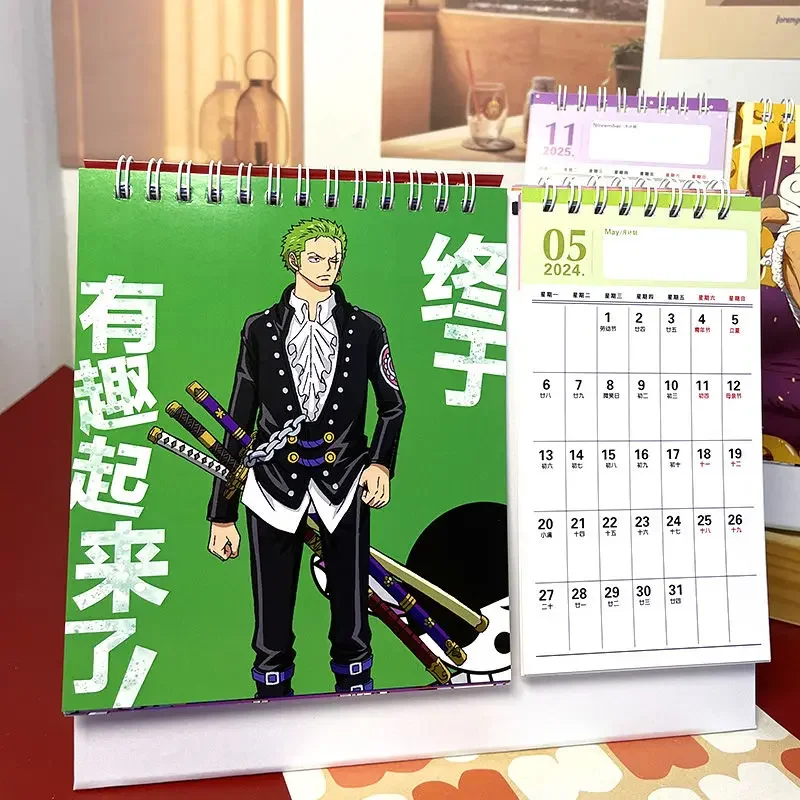 قطعة واحدة تايوان التقويم لوفي 2025-2026 تقويم مزدوج أنيمي الكرتون التقويم ملاحظات تحقق في مذكرة هدية