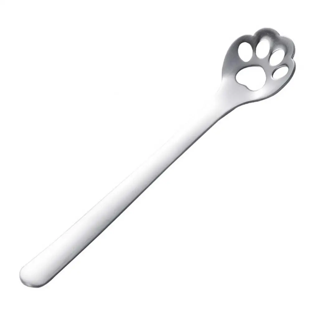 Spoons Spoon Stainless Steel Cute Creative Stirring Spoon Gold Dog Cat Paw Claw Hollow Tea Coffee Dessert Kitchen Tools