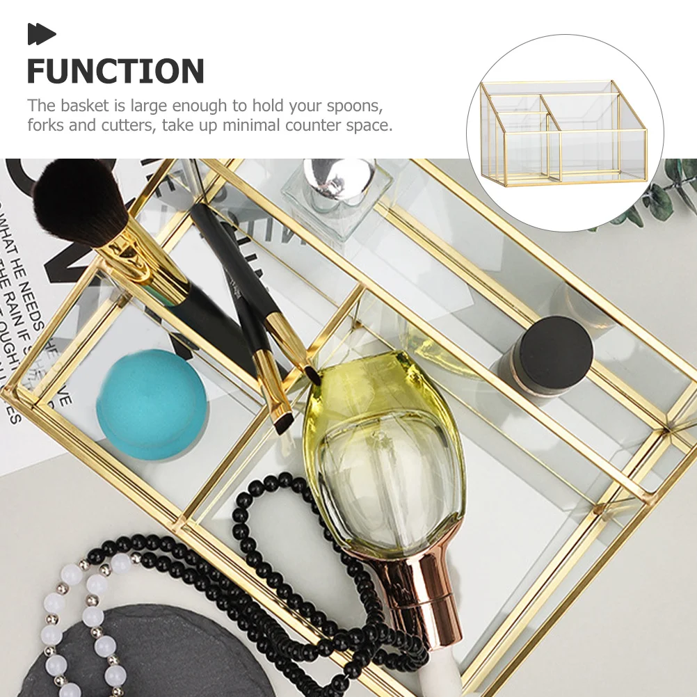 

Glass Makeup Organizer Large Capacity Display Case Clear Lipstick Brush Holder Vanity Storage Box Lipstick Holder