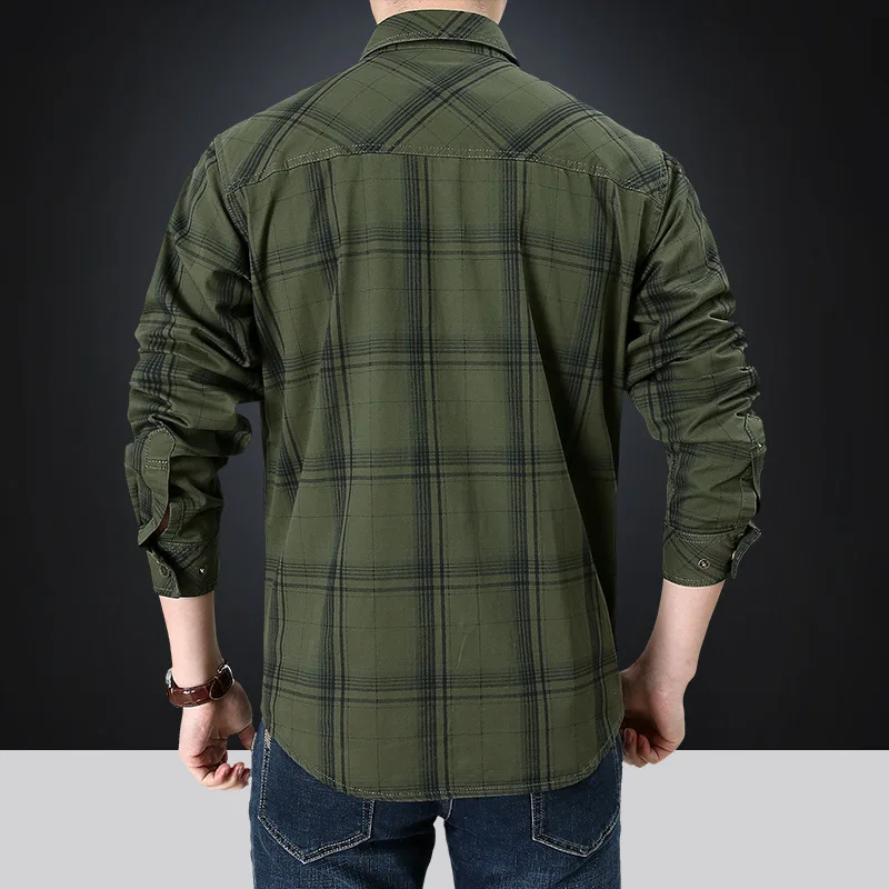 New Men\'s Plaid Shirt Oversized Male Overshirt 5XL England Pure Cotton Casual Shirts Men Clothing Leisure Shirt Blouse A2F8001