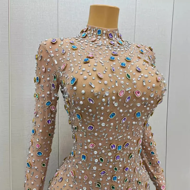 เพชรเครื่องแต่งกายไนท์คลับบาร์เพชร Slim Dress การประชุมประจําปีเต้นรํารุ่น Catwalk จัดเลี้ยงงานแต่งงานชุดผู้หญิง