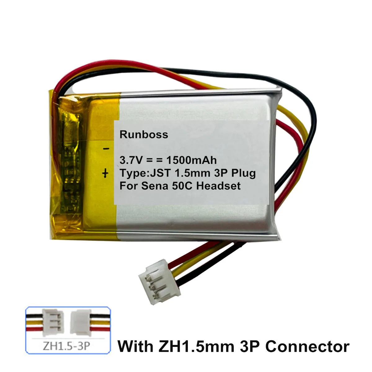 New JY103040T 3.7V 1500mAh Rechargeable Battery For Sena 50C Headset Bluetooth Comm System and 4K Camera System Battery