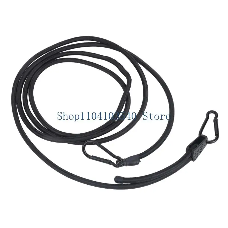 02DC Household Storage Tie Cord, Black Latex Stretch Fastener with Metal Spring-Gate Ends for Tool Grouping and Garage Use