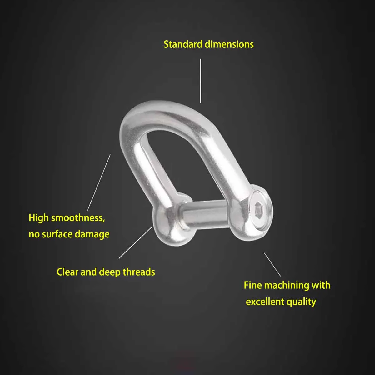 304 Stainless Steel Hexagonal D-type Shackle Horseshoe-shaped U-shaped Lifting Shackle D-shaped National Standard High Strength