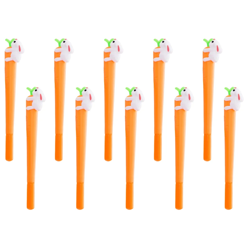 

10 Pcs Cartoon Rabbit Pen Cute Pens Carrot Ink Retractable Erasable Soft Rubber with