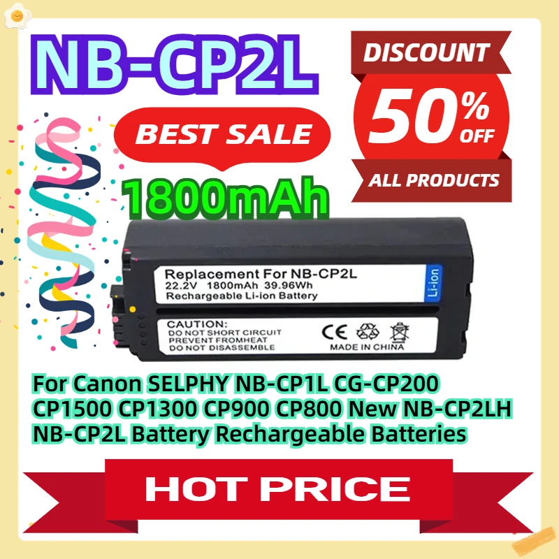 

For Canon SELPHY NB-CP1L,CG-CP200 CP1500 CP1300 CP900 CP800 New NB-CP2LH NB-CP2L Battery 1800mAh Rechargeable Batteries