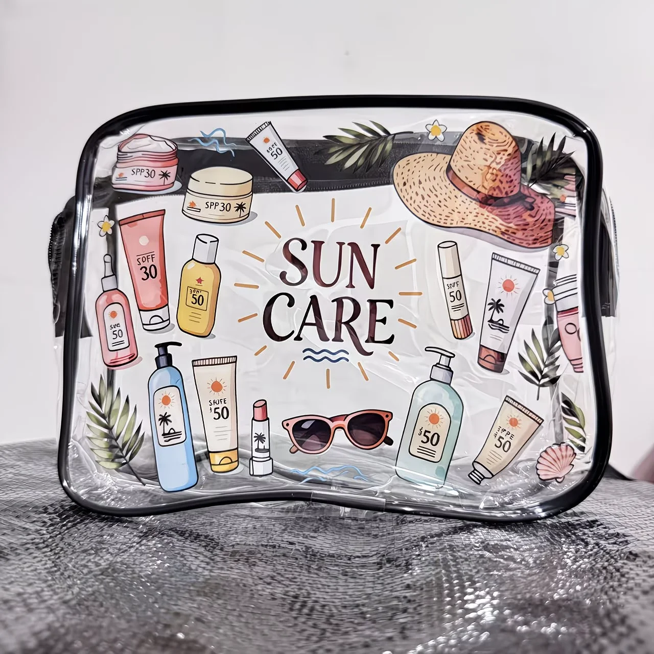 Ladies' makeup bag, new transparent travel toiletry bag - portable storage bag with zipper, suitable for both men and women