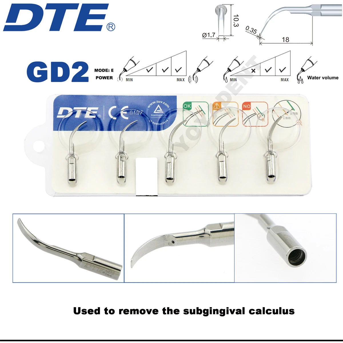 Original Woodpecker DTE Dental Scaler Tips Scaling Tip Fit SATELEC ACTEON NSK Ultrasonic Scaler Handpiece