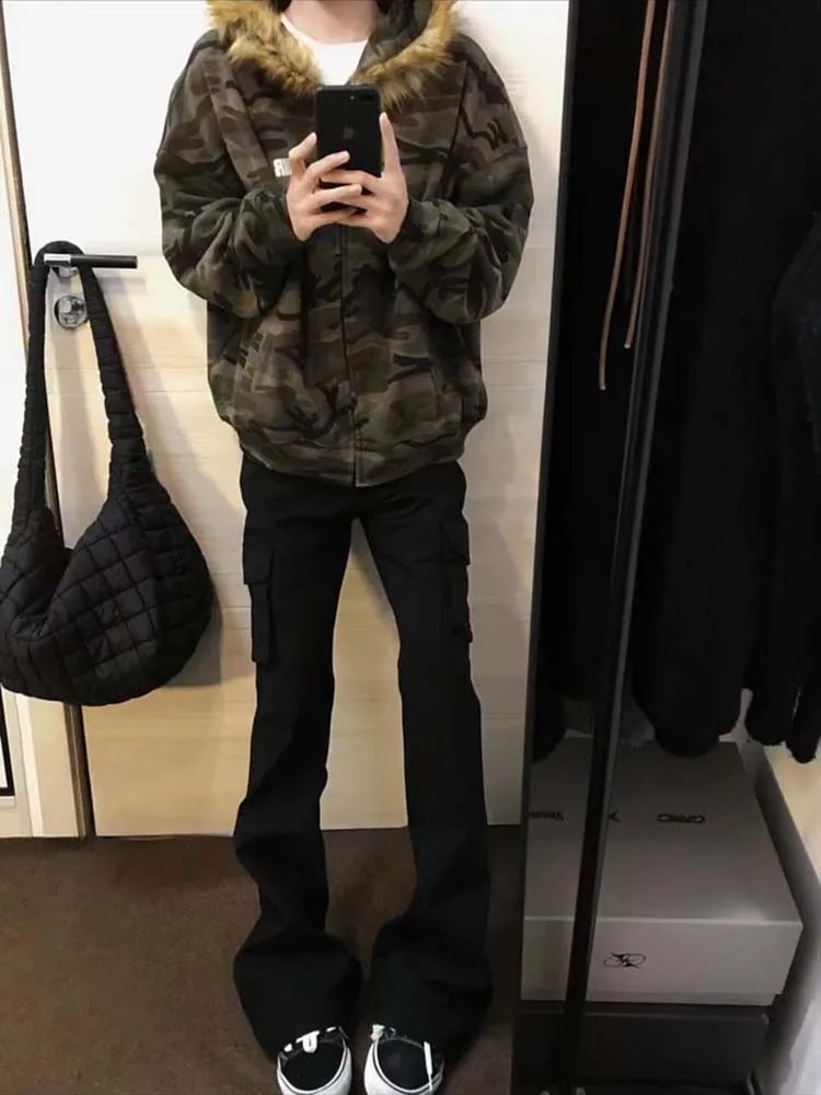 

Bla Wide ket Work Trousers Men's Sle Slim Fit Bell Bot American Vibe Casual Pants Straight Leggings Autumn Winter