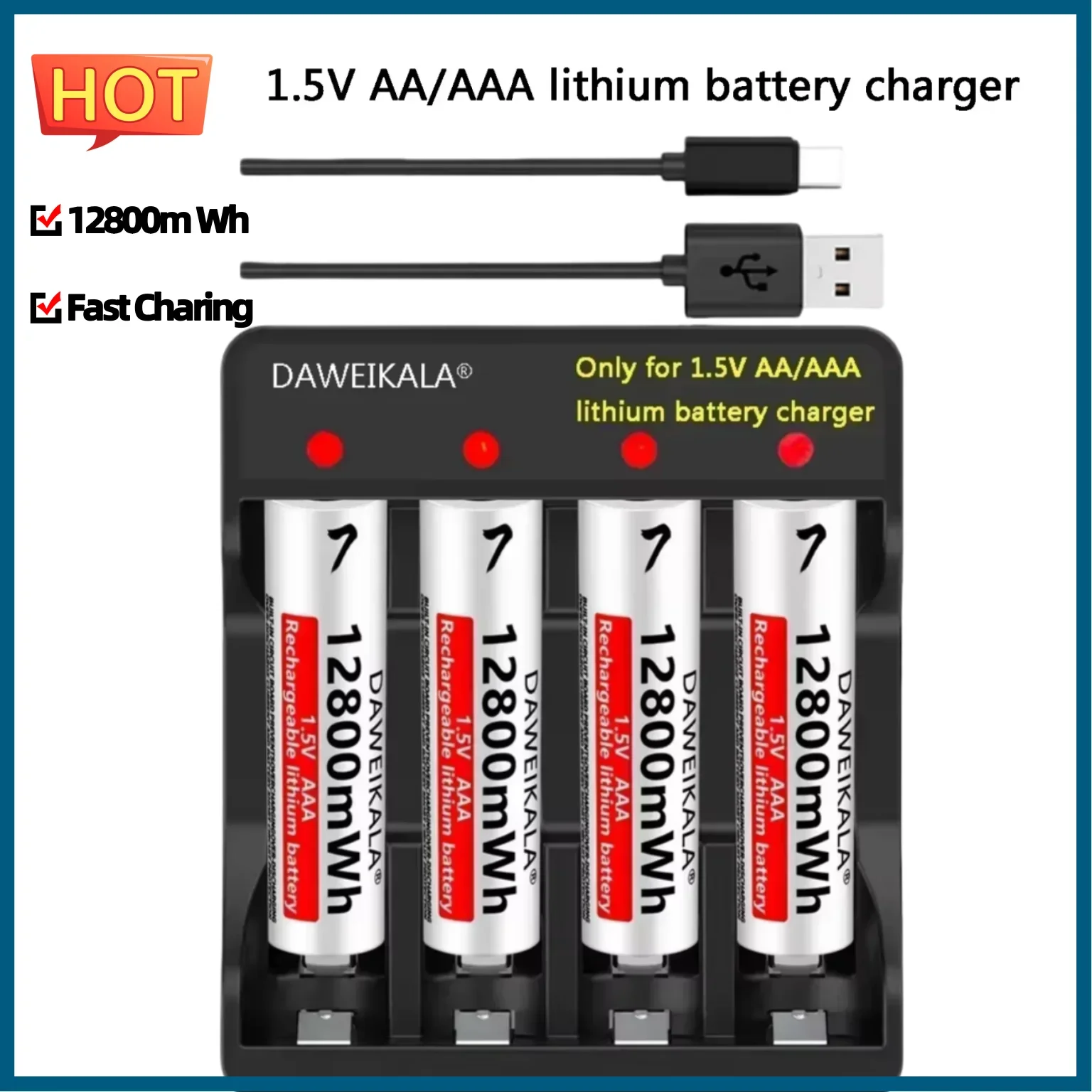 

AAA 12800mWh 1.5V Li-Ion Rechargeable Battery AAA Lithium Batteries Wholesale For Mouse Flashlight Fan Game Machine
