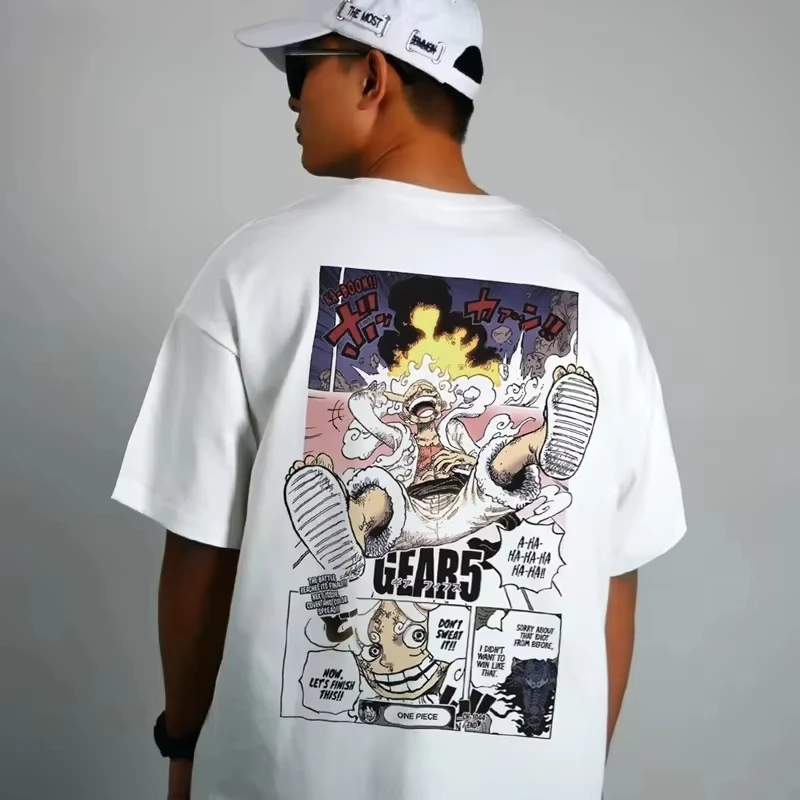 One Piece Men's T-shirt A Pair of Short-sleeved T-shirt Characters From The Japanese Anime Luffy Nika Fifth Piece Collaboration