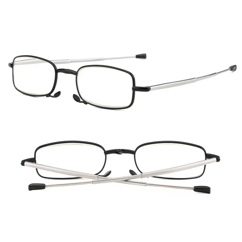 Ultra-light Alloy Frame Portable Foldable Reading Glasses Presbyopia for Men Women Anti Blue Light Blocking Eyeglasses with Case