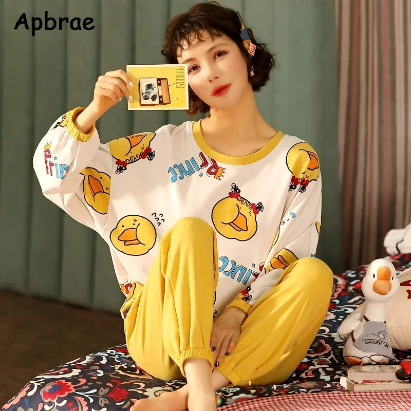 Autumn Winter Women Pajamas Set New Cotton Pijamas Long Sleeves Sleepwear Fashion Leisure O-neck Pyjamas Female Loungewear