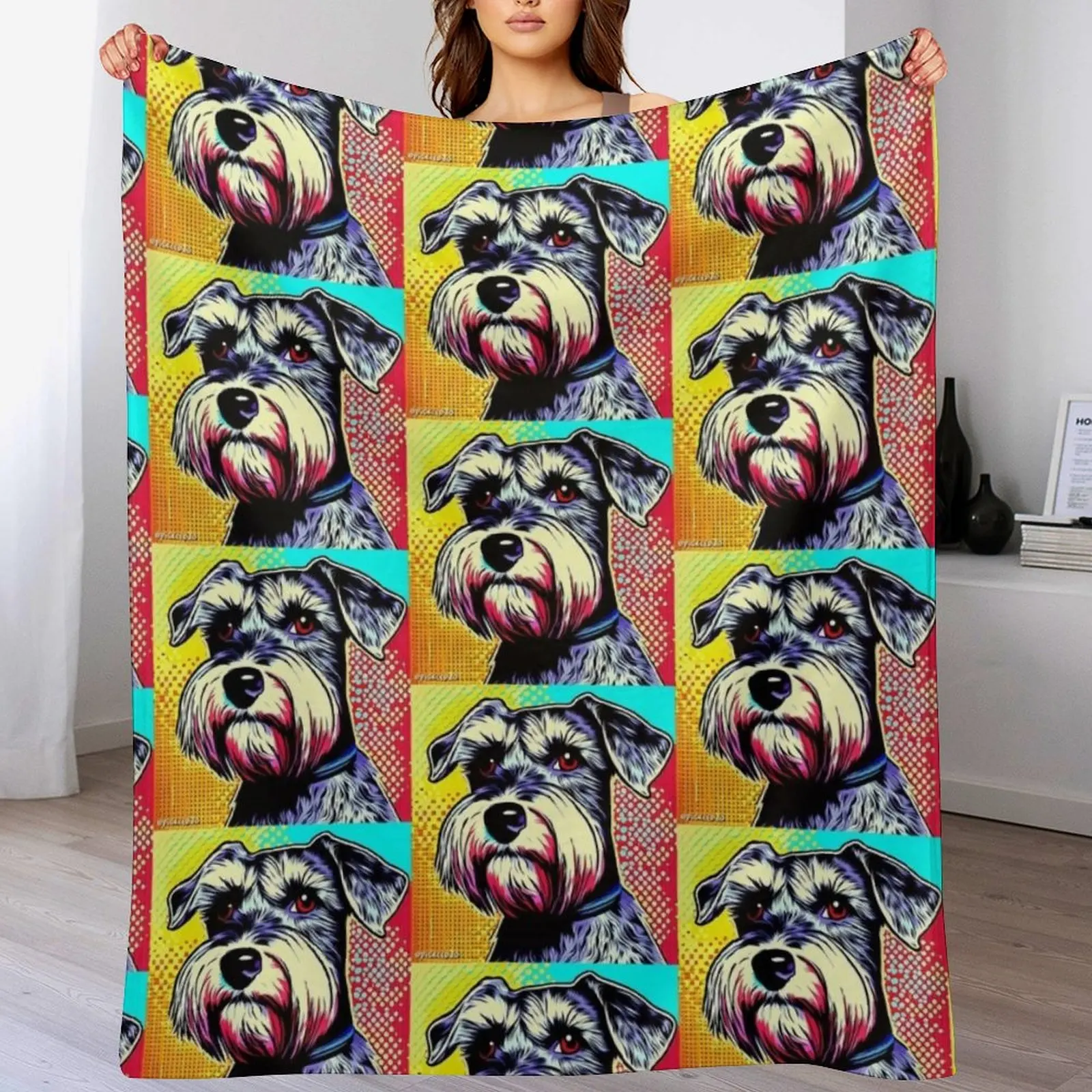 

Schnauzer Pop Art Throw Blanket Beautifuls Blankets For Bed bed plaid Soft Plush Plaid Blankets