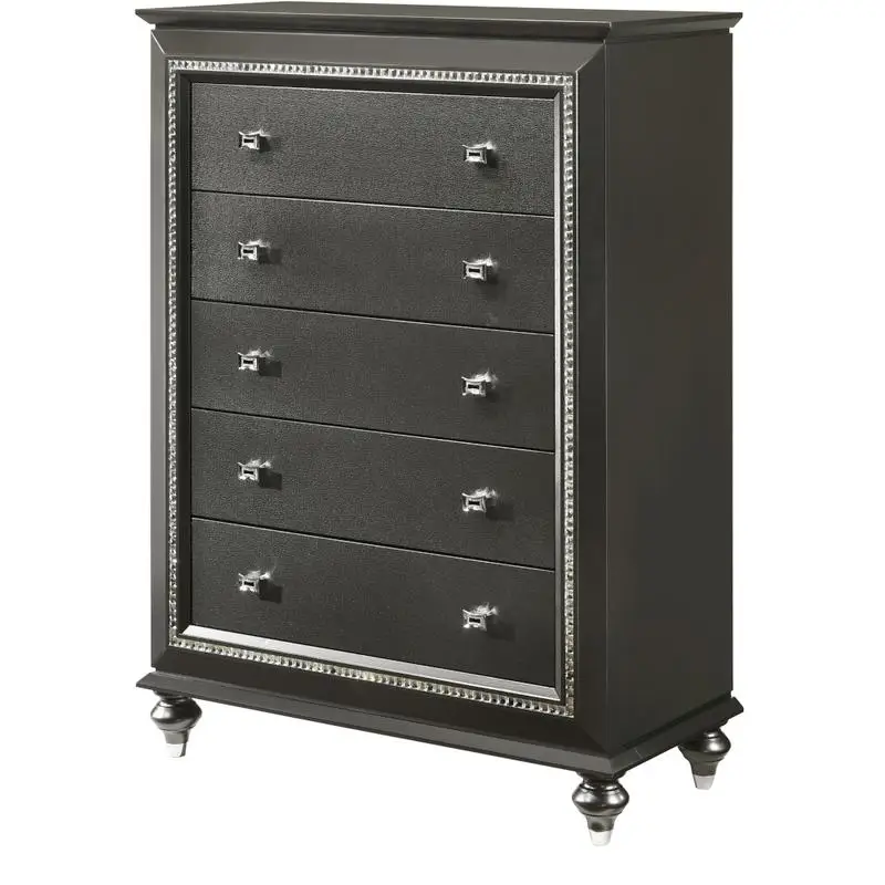 Metallic Gray Chest with Modern Design for Storage and Organization