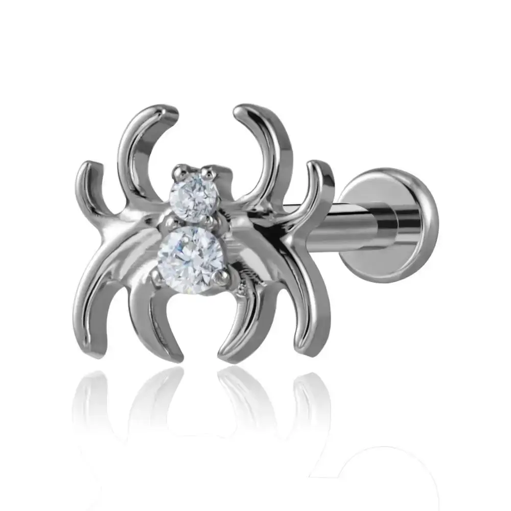 أجهزة الصراف الآلي F136 G23 التيتانيوم العنكبوت كونش هليكس ثقب المجوهرات داخليا خيوط مسطحة الخلف ستد الغضروف أقراط 5A الزيركون #3