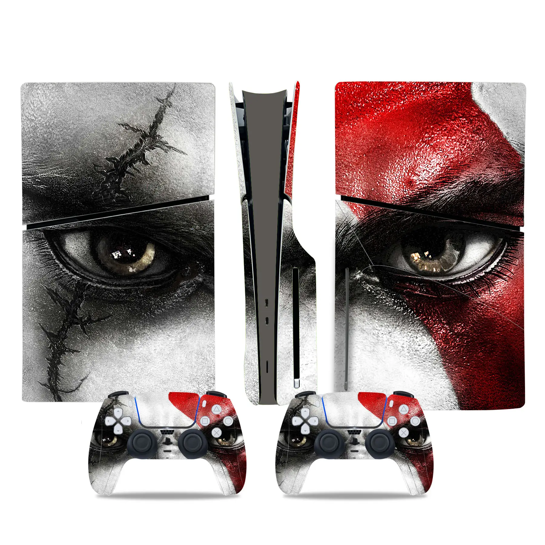 FOR PS5 Slim Disc Skin Sticker Geometry Protective Vinyl Wrap Cover Full Set for PS5 Slim Disc Console and 2 Controllers