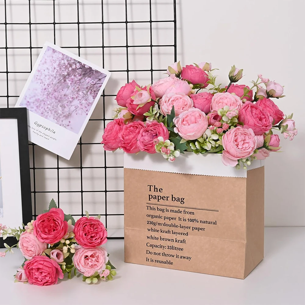 2er-Pack Seiden-Pfingstrosen Künstliche Rosa Hybrid-Pfingstrosen Tischdekoration Hochzeit Party Heim-Deko Künstliche Pfingstrosen-Sträuße zur Dekoration – Detail 6