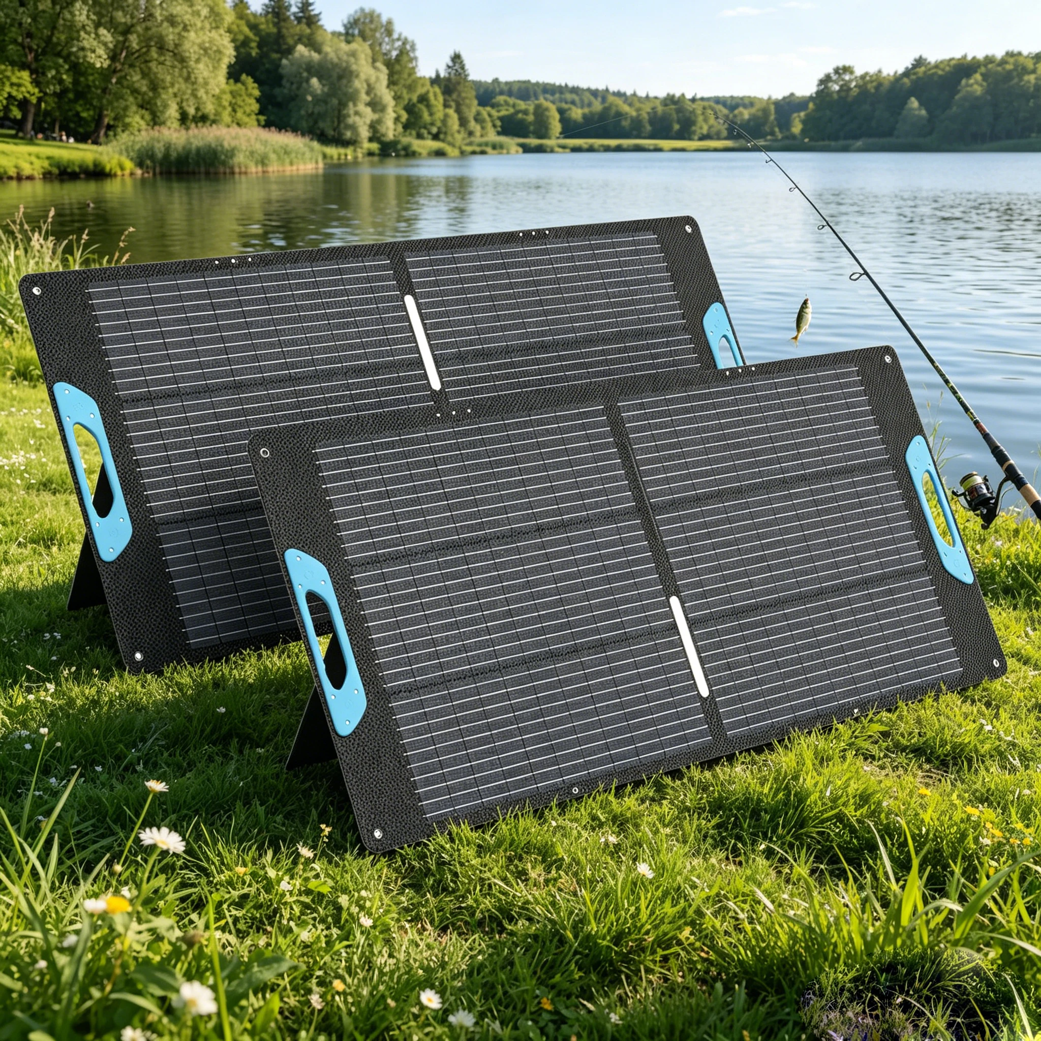 E-POWO 110W/220w Portable Solar Panel for Power Station, 23.5% High Efficiency Monocrystalline Silicon Foldable Solar Panels Charger, USB-A &Type-C Output, IP67 Waterproof for RV, Outdoor Camping, Off Grid Blackouts view 2