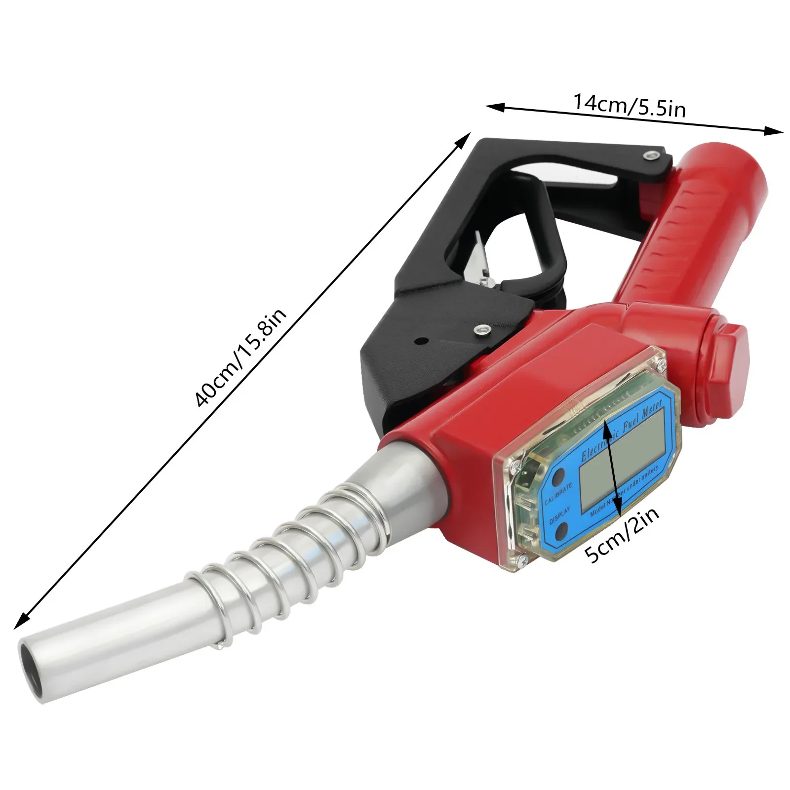 

1" Diesel & Gasoline Fuel Nozzle with Digital Flow Meter - 2.5GPM Heavy Duty Fill Gun for Oil/Tank (YCZ-034)