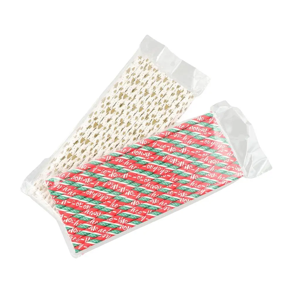 Xmas Bubble Tea Disposable Multicolor Biodegradable Tableware Bar Tools Party Supplies Drinking Straws Christmas Decoration