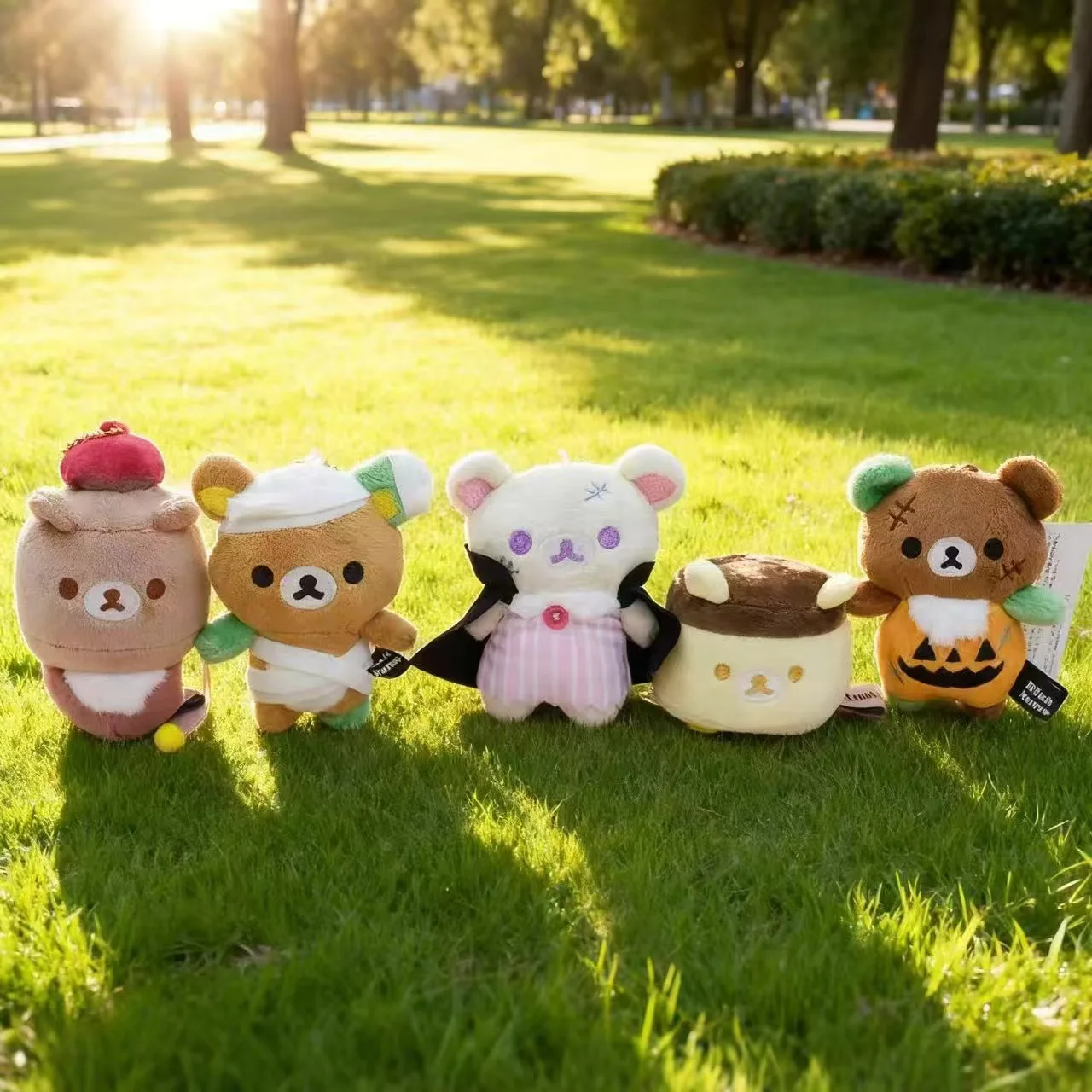 Feliz Halloween Rilakkuma llavero de felpa CottonTeddy Bear bolsa colgante Kawaii Relax kuma accesorios de peluche para regalo de cumpleaños