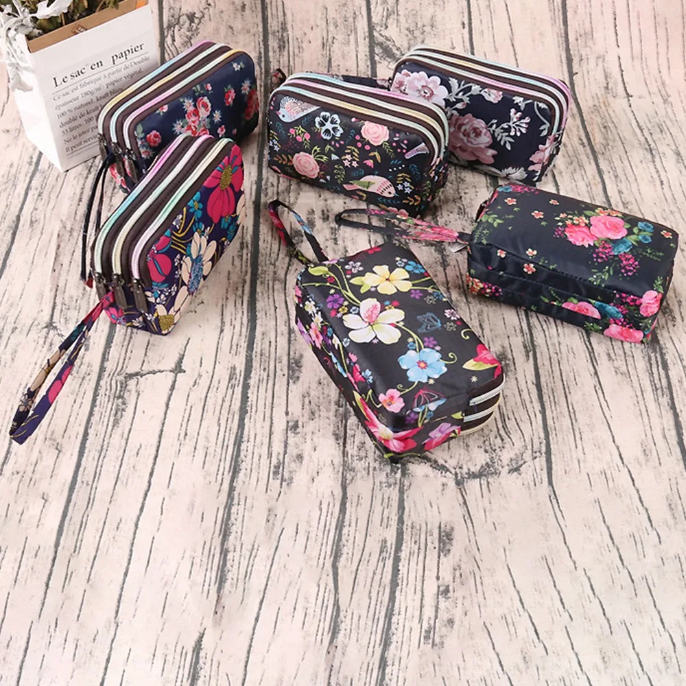 Mode Frauen Blume Brieftasche wasserdichte Leinwand Clutch Mini Handtaschen Sport Handy Taschen Münz geldbörse Party Geld Make-up Tasche
